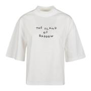 Off White Cropped T-Shirt Barrow , White , Dames