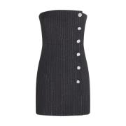Geborduurde wolmix mini -jurk Alessandra Rich , Black , Dames