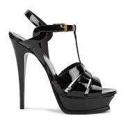 Hoge hakken leren sandalen Saint Laurent , Black , Dames