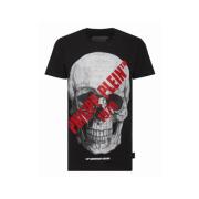 Zwart T-shirt SS 16 met schedel Philipp Plein , Black , Heren