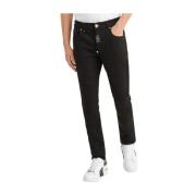 Zwarte Slim Elastische Jeans Philipp Plein , Black , Heren
