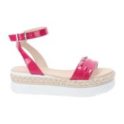 Leren platte sandalen voor vrouwen Nerogiardini , Pink , Dames
