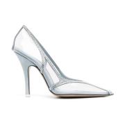 Venus Chrome 105mm Blauwe Kristal Pumps The Attico , Blue , Dames