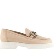 Stijlvolle Beige Leren Loafers Högl , Beige , Dames