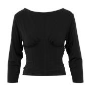 Elegante Zwarte Longsleeve Top Simona Corsellini , Black , Dames