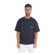 Logo Zak Oversized T-Shirt Kiton , Blue , Heren