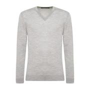 Lichtgrijze Wol V-Hals Trui Kiton , Gray , Heren