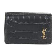 Zwarte portemonnee van krokodillenleer Saint Laurent , Black , Heren