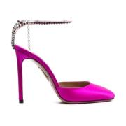 Kristalversierde Satijnen Pumps Aquazzura , Pink , Dames