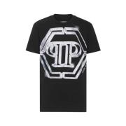 Zwarte katoenen T-shirt met iconisch logo Philipp Plein , Black , Here...