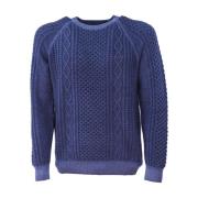 Vintage Crew Neck Gebreide Trui Sun68 , Blue , Heren