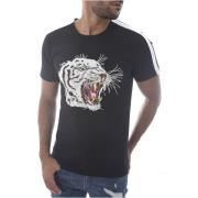 T -shirt stretch strassé 1458 Goldenim paris , Black , Heren