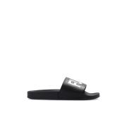 Zwarte rubberen slippers Vtmnts , Black , Heren