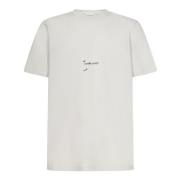 Off-White Crewneck T-Shirt met Artistiek Logo Saint Laurent , White , ...