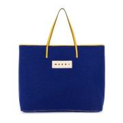 Blauwe vilt medium Janus boodschappentas Marni , Blue , Dames