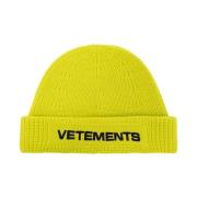 Beanie met logo Vetements , Yellow , Unisex
