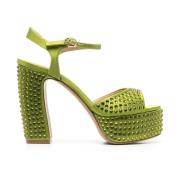 Spike-Gedetailleerde Hoge Hak Sandalen Roberto Festa , Green , Dames