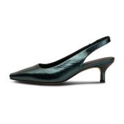 Maxine Leren Slingback - Teal Metallic Shoe the Bear , Green , Dames