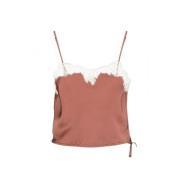 Mouwloze top met kanten afwerking Saint Laurent , Brown , Dames