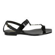 Luxe Leren Sandalen Saint Laurent , Black , Dames