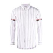 Witte Gestreepte Oxford Overhemd Thom Browne , White , Heren