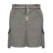 Grijze Nylon Gecoate Shorts met Witte Print A-Cold-Wall , Gray , Heren