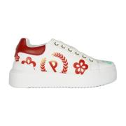 Sneakers met bloemenprint Pollini , White , Dames