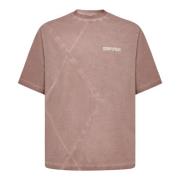 Vervaagd roze katoenen T-shirt met diamantstiksels Marcelo Burlon , Pi...