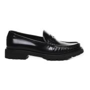 Zwarte Almond Tip Monogram Loafers Saint Laurent , Black , Heren