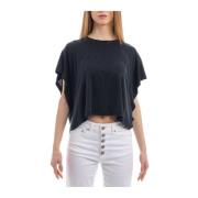 Cupro Stretch T-Shirt Dondup , Black , Dames