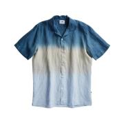 Miyagi linnen shirt met korte mouwen Nn07 , Blue , Heren