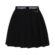 Geplooide rok met logo Vetements , Black , Dames