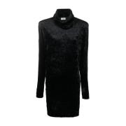 Velvet Effect Roll-Neck Sweater Jurk Saint Laurent , Black , Dames
