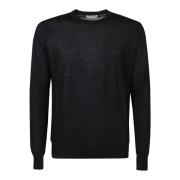 Basolan Plain Roundeck Sweater W2P000 16W02 Ballantyne , Black , Heren
