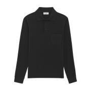 Zwart poloshirt met opgestikte zak Saint Laurent , Black , Heren