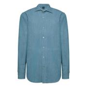 Regular Fit Katoenen Denim Overhemd Boggi Milano , Blue , Heren