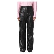 Leather Trousers Msgm , Black , Dames