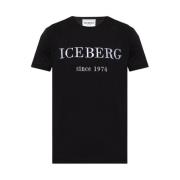 T-shirt with logo Iceberg , Black , Heren