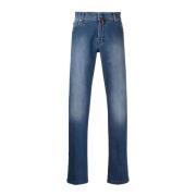 Blauwe Low-Rise Slim-Fit Jeans Kiton , Blue , Heren