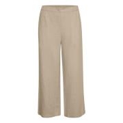 Korte wijde linnen broek Part Two , Beige , Dames