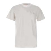 Heren Wit Katoenen T-shirt met Logo Marni , White , Heren