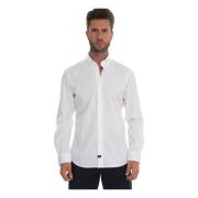 Slim Fit Button-Down Casual Overhemd Fay , White , Heren