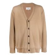 Beige Gebreide Cardigan met V-Hals en Knoopsluiting Maison Margiela , ...