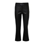Leather Trousers Plain Units , Black , Dames