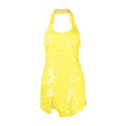 Gele Schaal-Effect Cut-Out Mini Jurk The Attico , Yellow , Dames