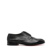 Italiaanse Leren Derby Schoenen Santoni , Black , Heren