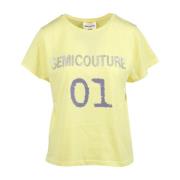 t-shirt Semicouture , Yellow , Dames