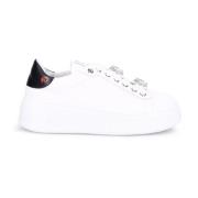 Witte Leren Sneakers met Gelamineerd Detail Gio+ , White , Dames