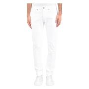 Slim Fit Metalen Knoop Chinos Dondup , White , Heren