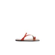 Desio Platte Leren Sandalen ATP Atelier , Red , Dames